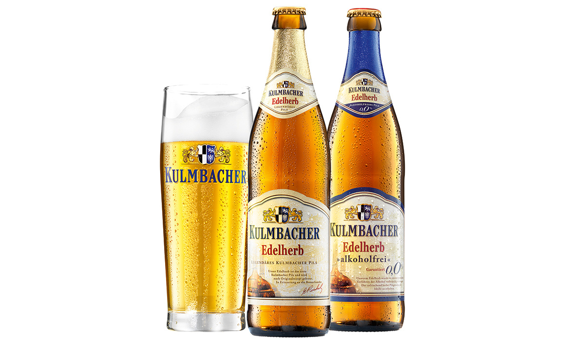 Kulmbacher Edelherb mit überarbeitetem Flaschenetikett