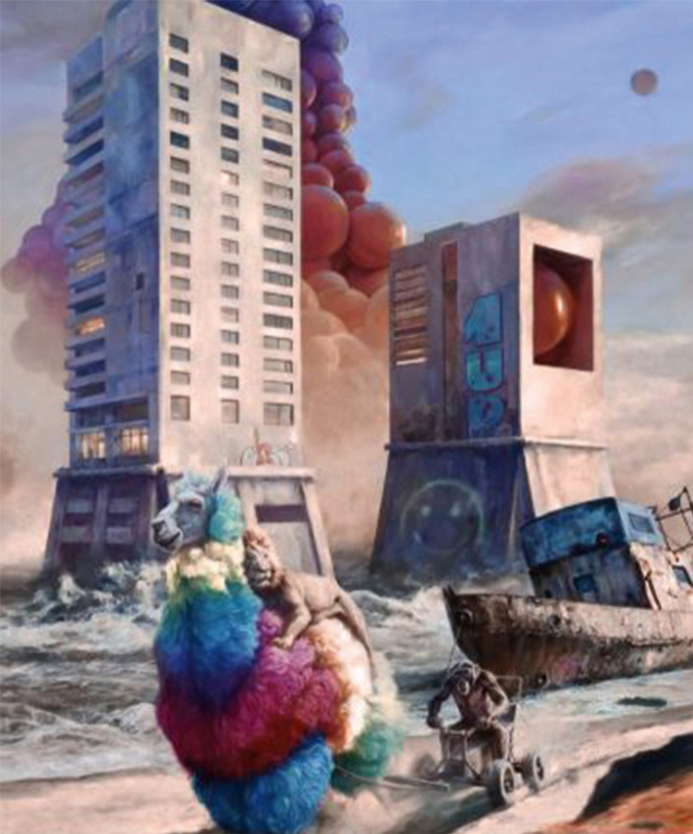 Eine surrealistische Stadtansicht