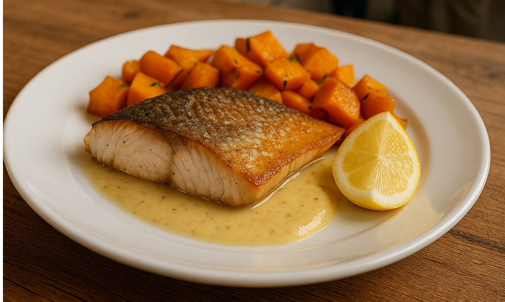 Fisch mit Kürbisbeilage