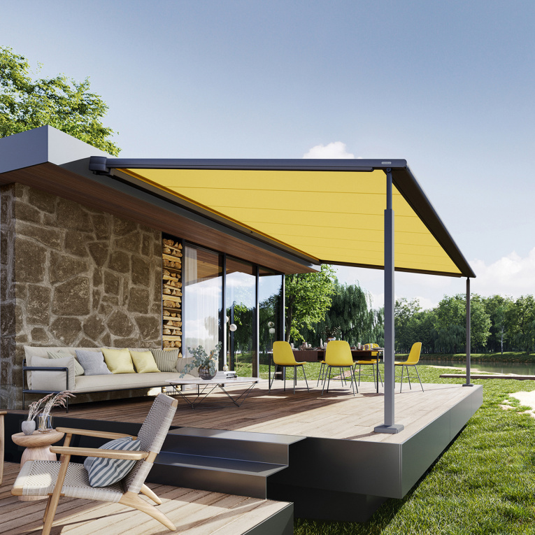 Die „pergola“ von markilux gibt es gleich in drei ­Modellen: von XS bis XXL. Mit ihnen lässt sich jede Terrasse in einen gemütlichen Outdoorraum verwandeln.