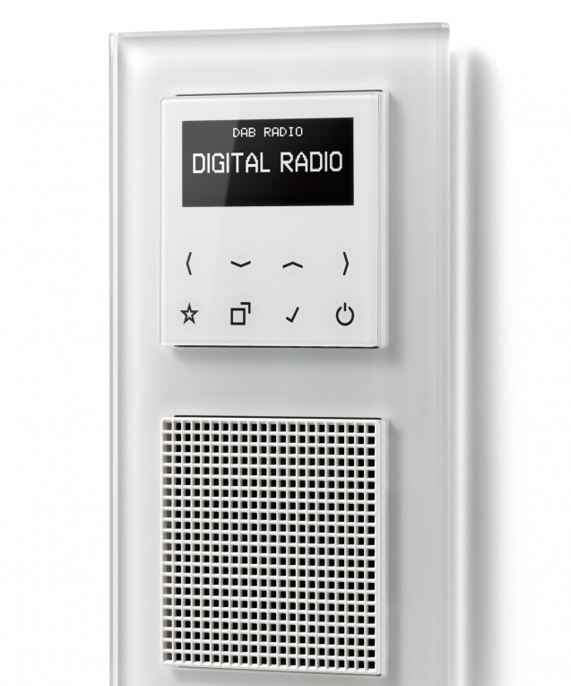 JUNG Smart Radio DAB+ Bluetooth Set Mono aus Glas im Schalterprogramm A CREATION.