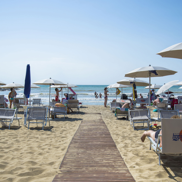 Die Spiagga des 5-Sterne-Resorts San Francesco in Caorle ist bei Touristen sehr beliebt