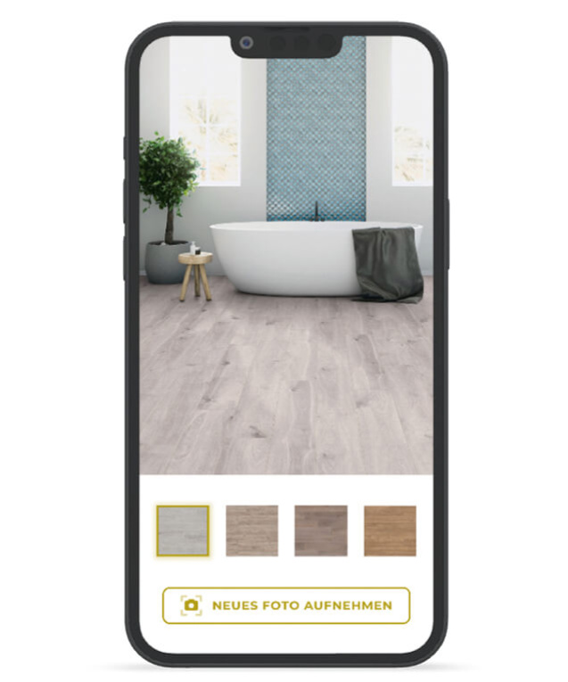Mit dem digitalen Raumplaner auf www.bodenheimat.com lassen sich Bodenbeläge in den eigenen Räumen visualisieren.