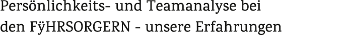 Pers nlichkeits und Teamanalyse bei den F HRSORGERN unsere Erfahrungen