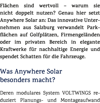 Fl chen sind wertvoll – warum sie nicht doppelt nutzen? Genau hier setzt Anywhere Solar an: Das innovative Unternehme...